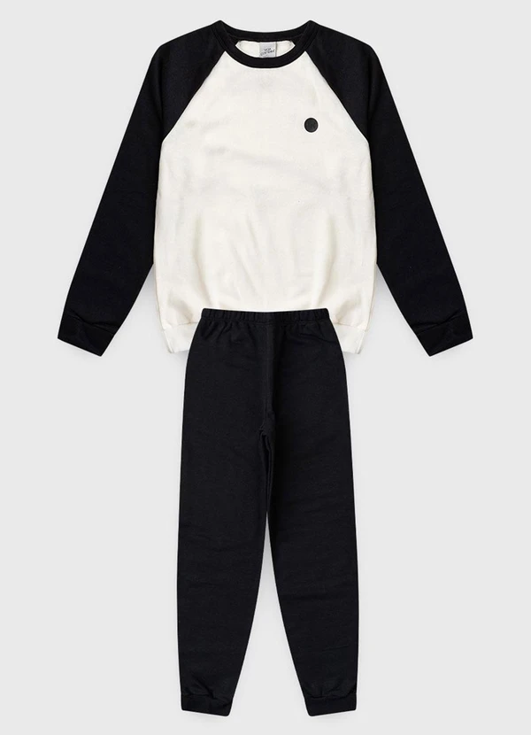 Vida Costeira - Conjunto de Moletom Raglan com Aplique Preto 4