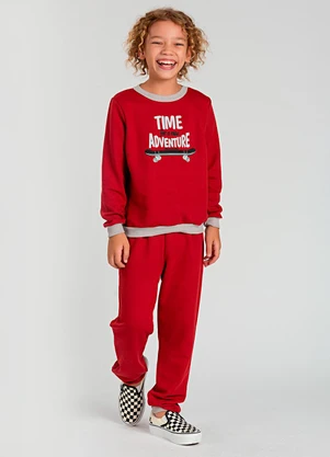 Vida Costeira - Conjunto de Moletom Time Adventure Vermelho - VIDA COSTEIRA