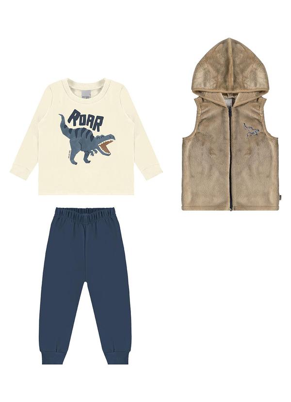 Malwee Kids - Conjunto Dino com Colete Menino Bege 2