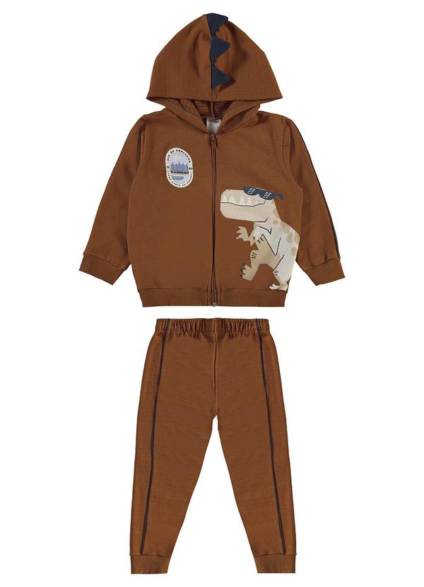 Malwee Kids - Conjunto Dino Jogger com Aplique Marrom