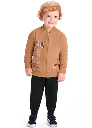 Outlet - Conjunto Dino Skate Menino Marrom - OUTLET