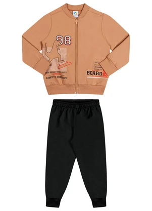 Outlet - Conjunto Dino Skate Menino Marrom - OUTLET