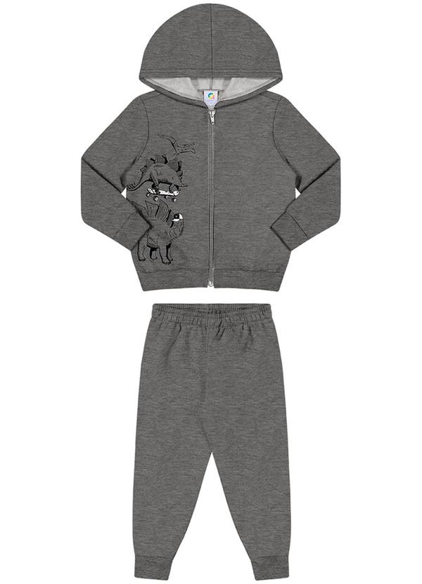 Alenice - Conjunto Dinossauro Skate Menino Cinza