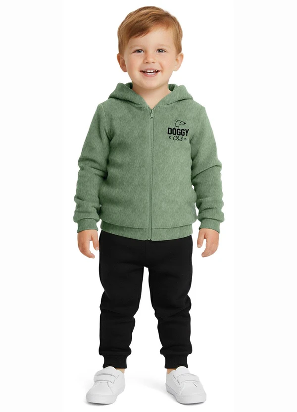 Carinhoso - Conjunto Doggy Club Bordado Verde Musgo