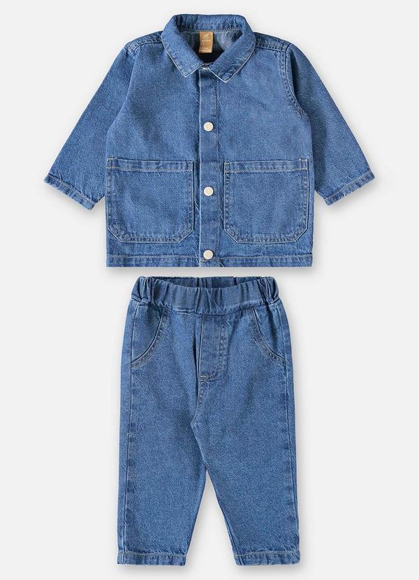 Up Baby - Conjunto em Jeans para Bebê Menino Azul 2