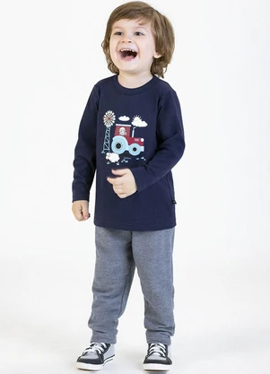 Soft Bonni - Conjunto em Meia Malha e Moletinho Azul - SOFT BONNI
