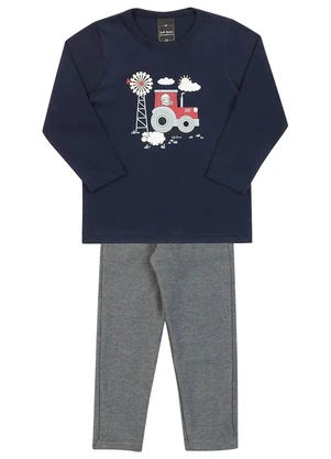Soft Bonni - Conjunto em Meia Malha e Moletinho Azul - SOFT BONNI