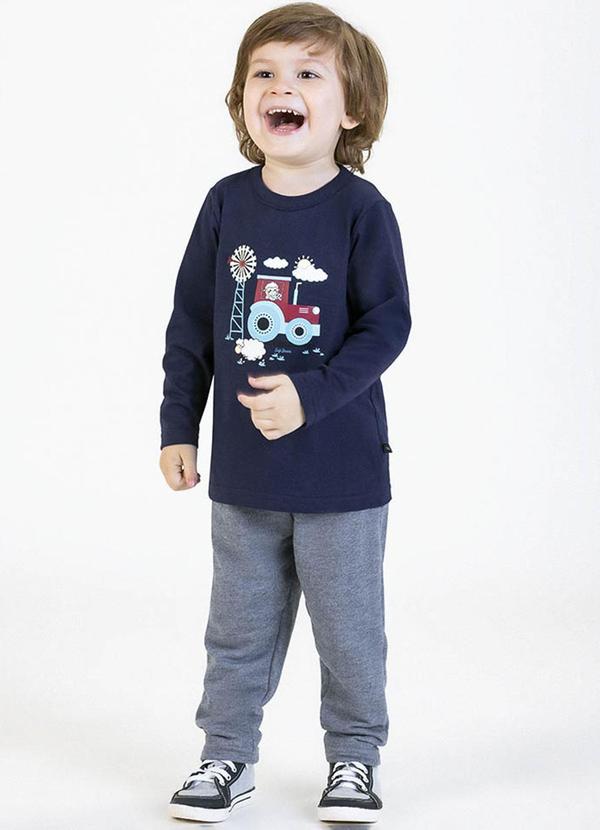 Soft Bonni - Conjunto em Meia Malha e Moletinho Azul