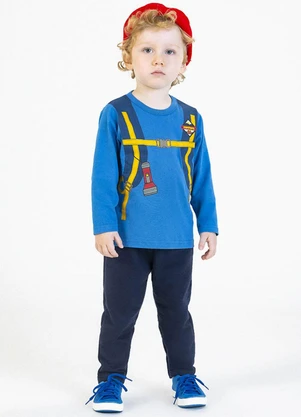 Soft Bonni - Conjunto em Meia Malha e Moletinho Azul - SOFT BONNI