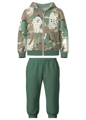 Malwee Kids - Conjunto em Moletom Cachorros Verde Militar - MALWEE KIDS
