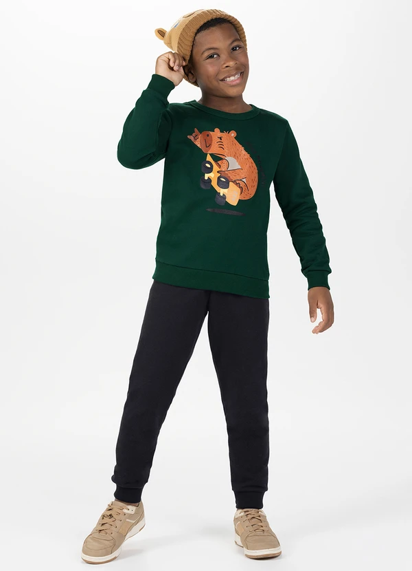 Alakazoo - Conjunto em Moletom com Calça e Blusão Verde