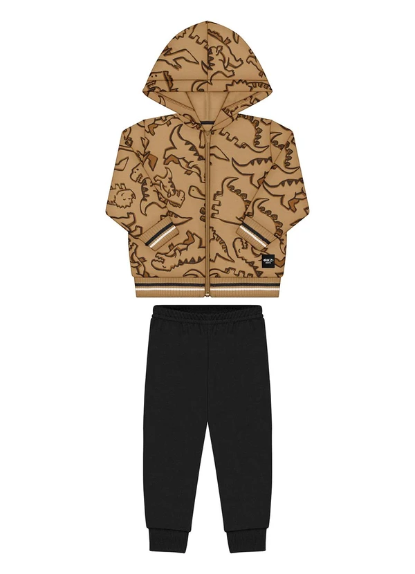 Alakazoo - Conjunto em Moletom com Capuz e Retilínea Bege 2