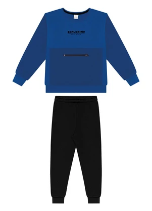 Alakazoo - Conjunto em Moletom com Zíper e Estampa Azul - ALAKAZOO