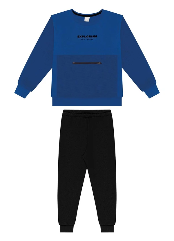 Alakazoo - Conjunto em Moletom com Zíper e Estampa Azul 2