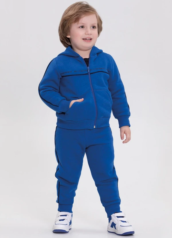 Alakazoo - Conjunto em Moletom de Algodão Peluciado Azul