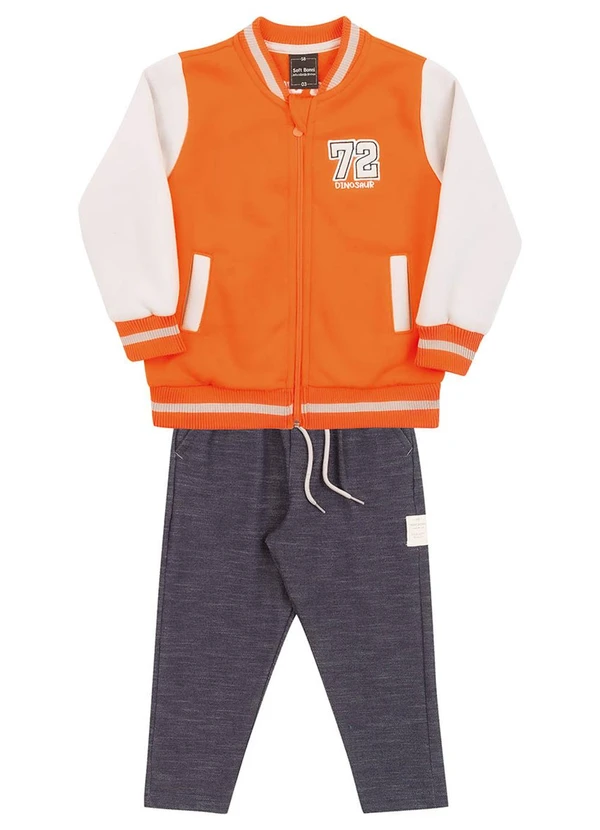 Soft Bonni - Conjunto em Moletom e Moletinho Jeans Laranja 4