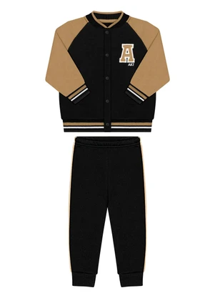 Alakazoo - Conjunto em Moletom Felpado com Bordado Preto - ALAKAZOO