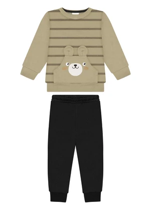 Alakazoo - Conjunto em Moletom Felpado de Algodão Bege - ALAKAZOO