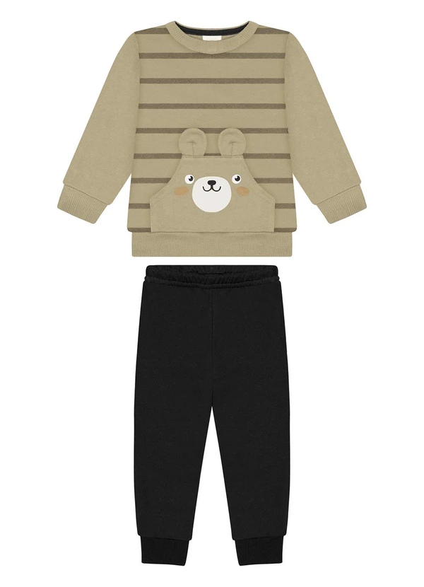 Alakazoo - Conjunto em Moletom Felpado de Algodão Bege