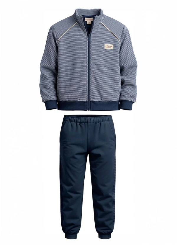 Carinhoso - Conjunto em Moletom Flanelado Azul Marinho