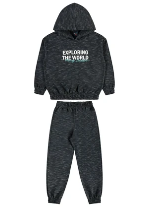 Guloseima - Conjunto em Moletom Infantil Preto - GULOSEIMA