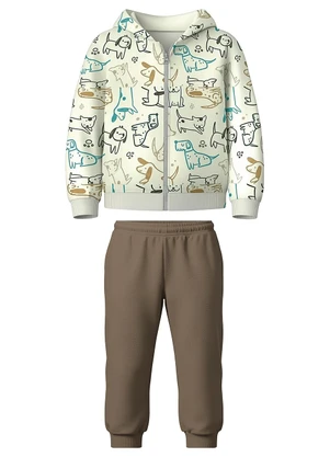 Malwee Kids - Conjunto em Moletom Mascotes Bege - MALWEE KIDS