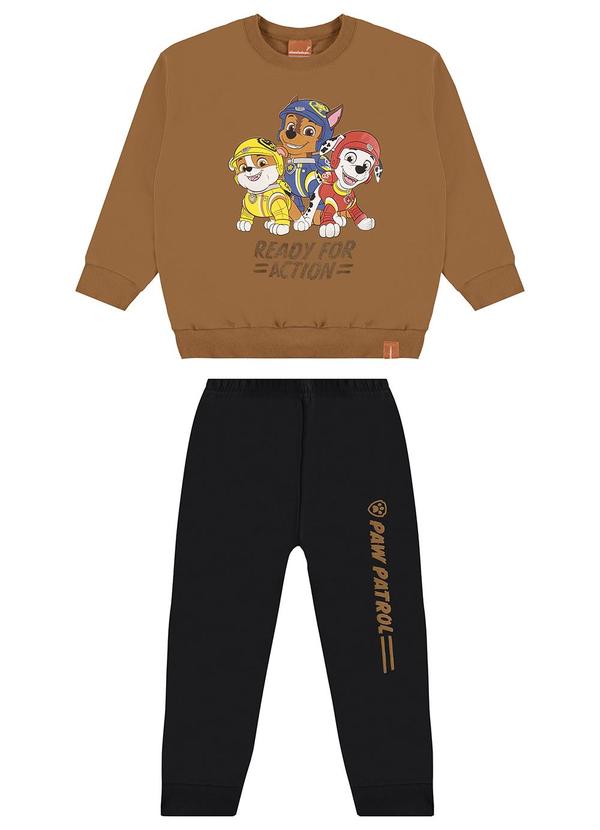 Malwee Kids - Conjunto em Moletom Patrulha Canina® Marrom