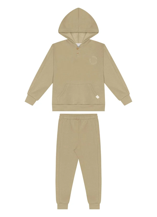 Alakazoo - Conjunto em Moletom Peluciado com Recortes Bege 2