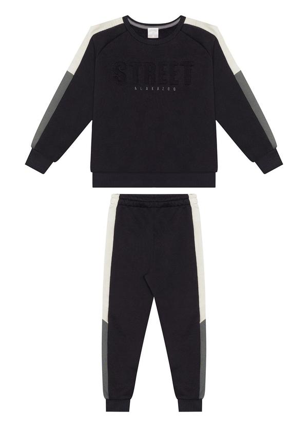 Alakazoo - Conjunto em Moletom Peluciado com Recortes Preto 2