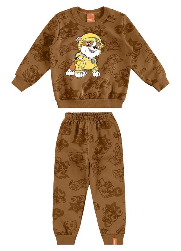 Malwee Kids - Conjunto em Moletom Rubble® Marrom