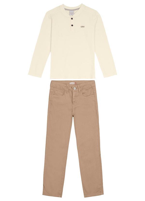 Carinhoso - Conjunto em Sarja Slim Menino Bege