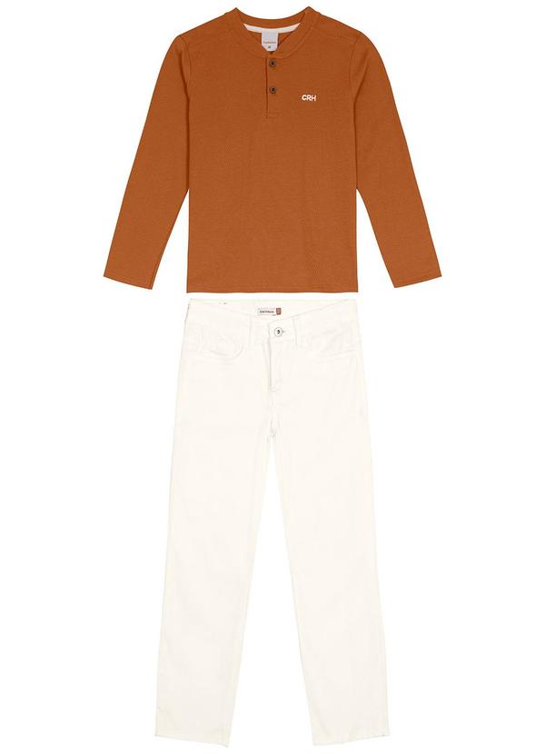 Carinhoso - Conjunto em Sarja Slim Menino Terracota