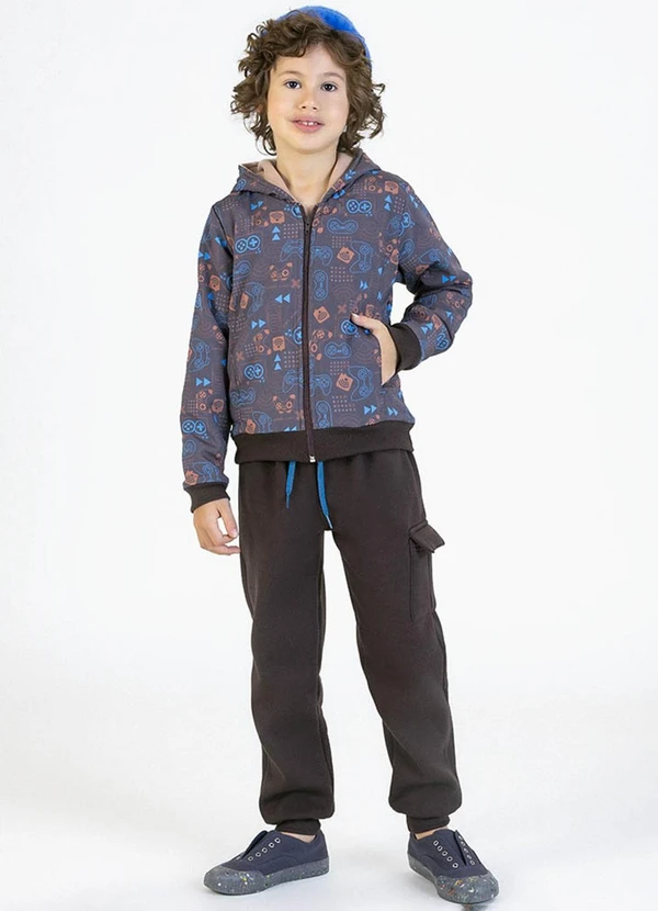 Soft Bonni - Conjunto em Tactel Soft e Moletom Marrom