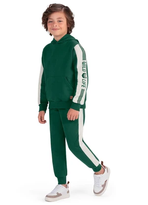 Outlet - Conjunto Esportivo Moletom Menino Verde - OUTLET