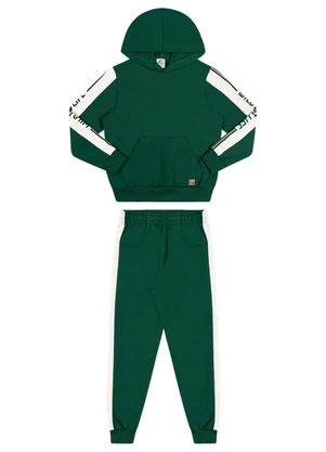 Outlet - Conjunto Esportivo Moletom Menino Verde - OUTLET