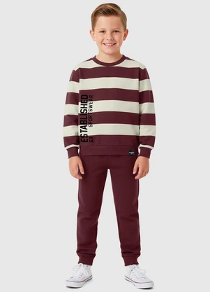 Malwee Kids - Conjunto Established em Moletom Bordô - MALWEE KIDS