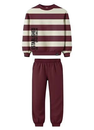 Malwee Kids - Conjunto Established em Moletom Bordô - MALWEE KIDS