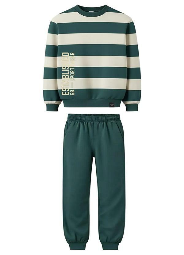 Malwee Kids - Conjunto Established em Moletom Verde Esmeralda