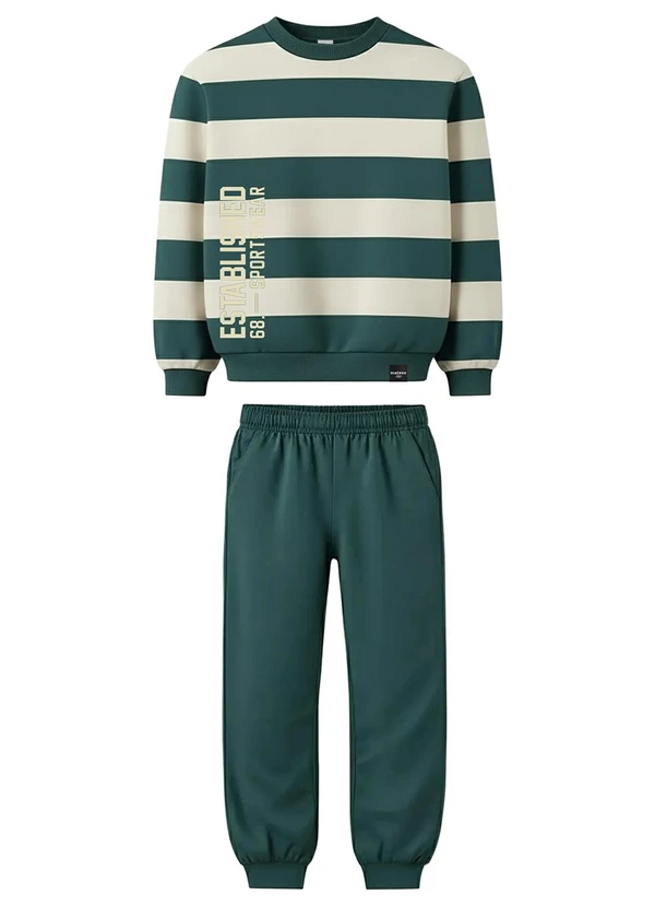 Malwee Kids - Conjunto Established em Moletom Verde Esmeralda