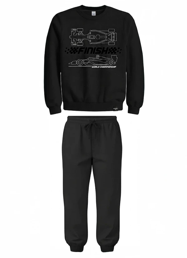 Malwee Kids - Conjunto Finish em Moletinho Preto