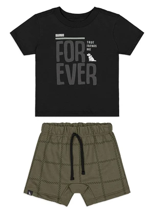 Quimby - Conjunto Forever Camiseta Bermuda Preto - QUIMBY