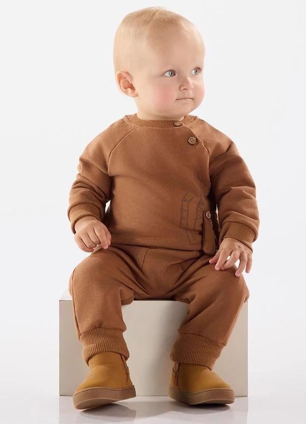 Up Baby - Conjunto Gato para Bebê Menino Marrom