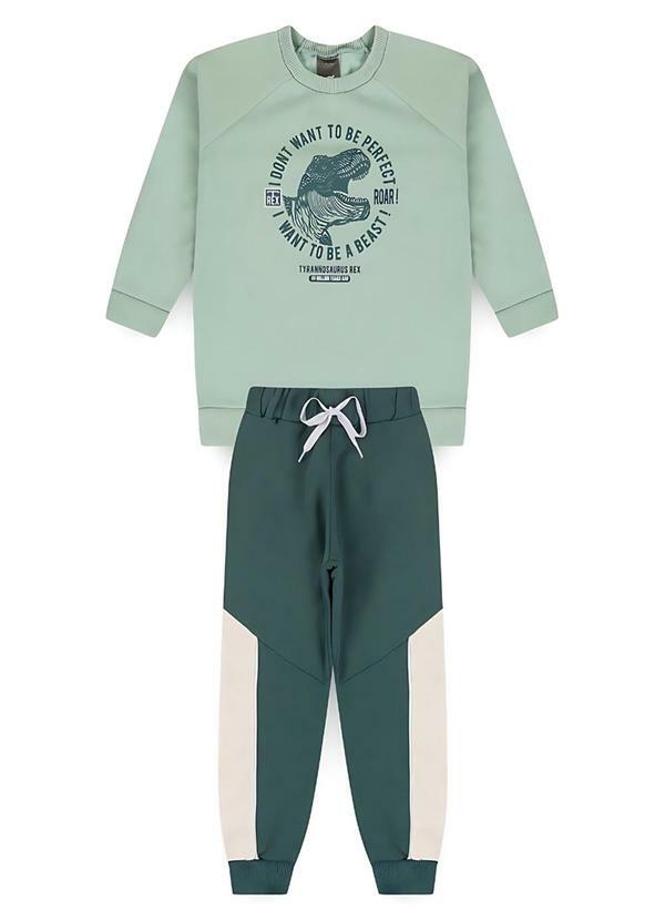 Rosa Azul - Conjunto Inf Inverno Tyrannosaurus Verde Mint