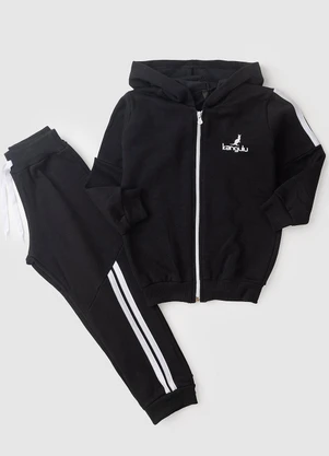 Rosa Azul - Conjunto Inf. Menino Básico Kangulu Preto - ROSA AZUL