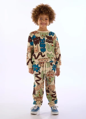 Três e Já - Conjunto Infantil Blusão Calça Bege - TRÊS E JÁ