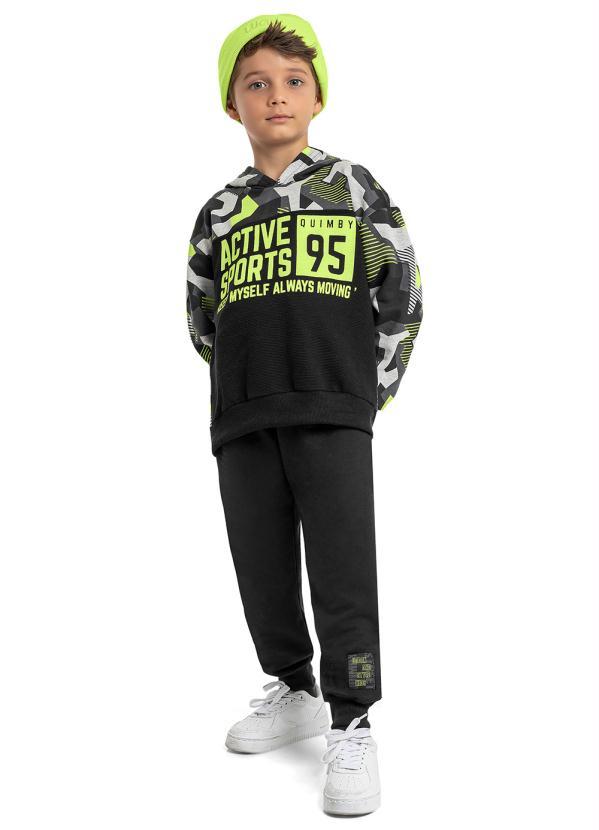 Quimby - Conjunto Infantil Blusão Camuflado Preto
