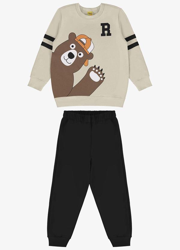 Rovi Kids - Conjunto Infantil Blusão com Calça Bege