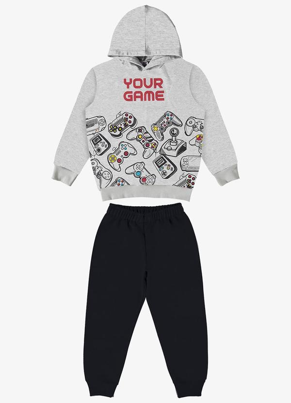 Rovi Kids - Conjunto Infantil Blusão com Calça Cinza