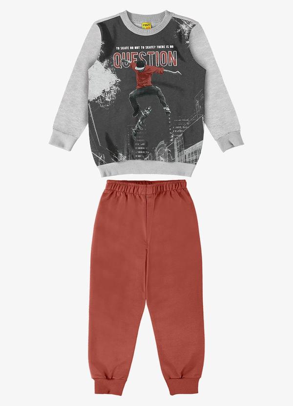Rovi Kids - Conjunto Infantil Blusão com Calça Cinza