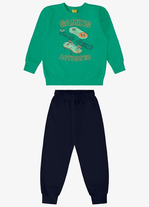 Rovi Kids - Conjunto Infantil Blusão com Calça Gamer Verde